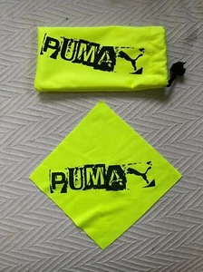Gafas de sol PUMA estuche blando amarillo neón y paño de limpieza solo NUEVO - Imagen 1 de 6