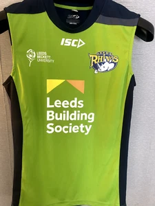 MEDIUM MENS LEEDS RHINOS ISCD SLEEVELESS GREEN VEST/ TOP - Picture 1 of 4