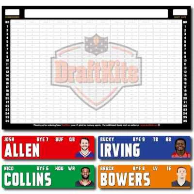 DRAFTKITS Fantasy Football Draft Board Kit 2025 - IMAGE Player Stickers & Draft Board