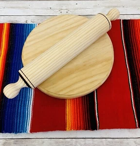 Mexikanisches Holz Rollstift & Brett Palote Rodillo Mexicano Para Amazar mit Tafel - Bild 1 von 9