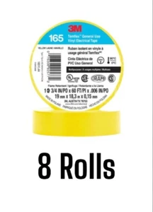 3M, 165YL4A, Vinyl Electrical Tape, Yellow, (8 Rolls) - Picture 1 of 2