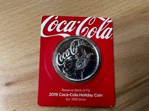 2019 Bank of Fiji $1 Santa Claus Coca Cola Holiday Coin 999 Silver E9923 - Picture 1 of 5