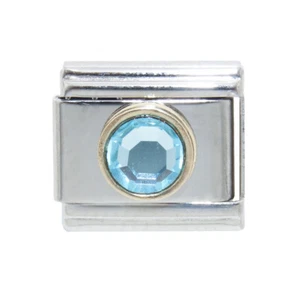 Turquoise blue gold outline circle Italian charm - fits 9mm Italian charms - Imagen 1 de 1