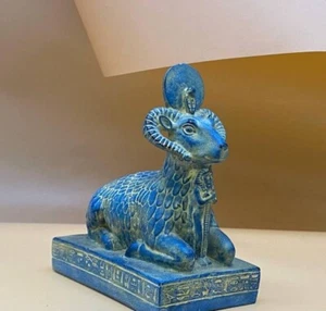 UNIQUE ANCIENT EGYPTIAN STATUE God Khnum Ram Pharaonic Heavy Stone Handmade - Picture 1 of 6