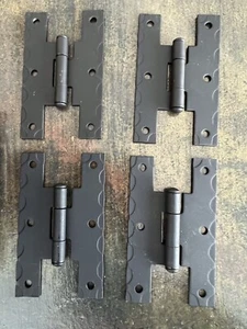 PAAR mattschwarze Metallscharniere 3”L x 1 7/8”B flach verlegt mit Schrauben Schrank/Tür Neu aus altem Lagerbestand - Bild 1 von 3