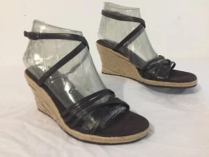 ALDO Strappy Sandals Wedges Heels Shoes Brown Leather Suede Size 39 - Picture 1 of 12