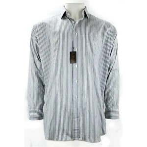 NEW Chaps Ralph Lauren 2 Ply Pinpoint Cotton Blue Striped Dress Shirt 17 34/35 - Picture 1 of 3