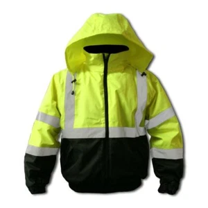 Hi-Vis Insulated Bomber Jacket Reflective S-5XL Class 3 Meets Hi-Vis Green/Black - Picture 1 of 1