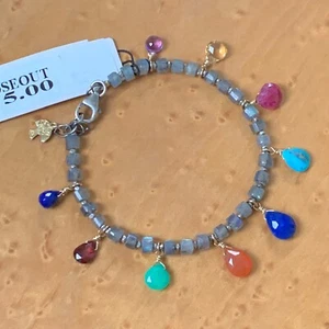 ๐ PEYOTE BIRD Bracelet with LABRADORITE & Assorted Gems Orig. $75 - Picture 1 of 3