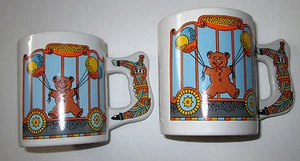 Set of 2 COLLECTABLE Mugs Circus Animals Teddy Bear Clowns Hot Chocolate - Picture 1 of 4