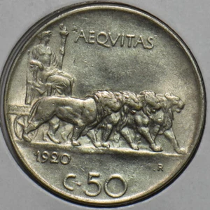 Italy 1920 50 Centesimi Lion animal 296793 combine shipping - Picture 1 of 2