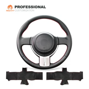 Black Genuine Leather Steering Wheel Cover for Subaru BRZ Scion FR-S Toyota 86 - Picture 1 of 10