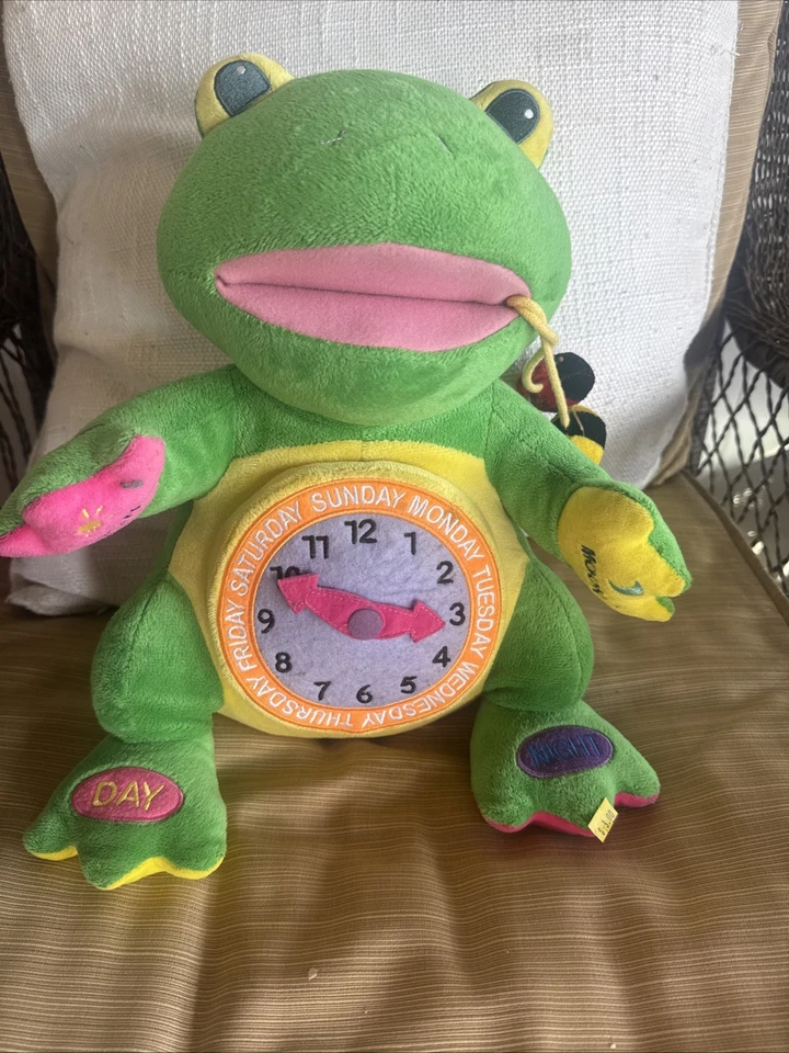 Aurora Baby Frog Plush Sensory Learning Time Clock Day Night Days Of Week 12" - Image 1 of 4