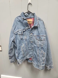 Vintage Levi's Trucker Flanell gefüttert Denim blau Jeansjacke-100% Baumwolle USA XL - Bild 1 von 8
