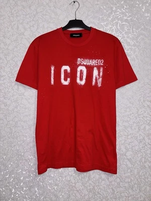 Dsquared2 Icon T-Shirt Men’s Large Red with White Printed Logo - Image 1 of 4