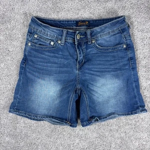 Seven7 Damen blau Denim abgeschnitten Shorts Größe 29 mittelhoher Bund verzierte Taschen - Bild 1 von 11