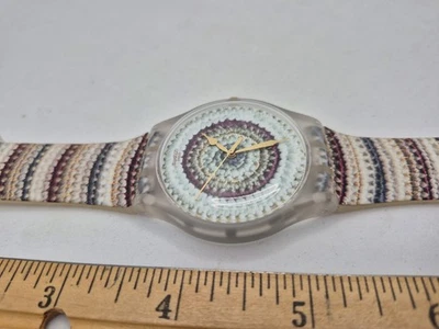 Swatch Tricotime Knit Pattern Quartz 41 mm Watch SUOK114 - Image 1 of 4