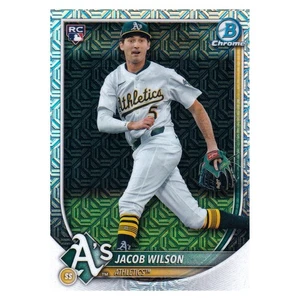 2025 Bowman - Jacob Wilson #9 Chrome Mojo Refractor (RC) Oakland Athletics - Picture 1 of 3