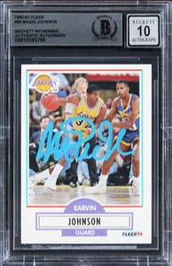 Lakers Magic Johnson Authentic Signed 1990 Fleer #93 Card Auto 10! BAS Slabbed - Picture 1 of 2