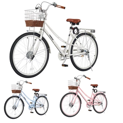 Bicicleta de playa VIRIBUS 24/26" para mujer adulto bicicleta de ciudad con cesta Foto 1 de 4