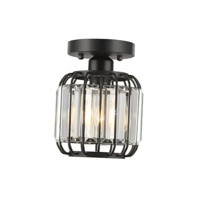 Lámpara de techo pequeña semi empotrada, techo moderno de cristal negro, 1 Foto 1 de 4