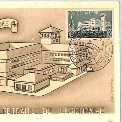 ALGERIA 1956 MAXI-CARD Sidi bel Abbes Postcard *RETRAITE LEGIONNAIR* Fort WX299 - Image 1 of 4