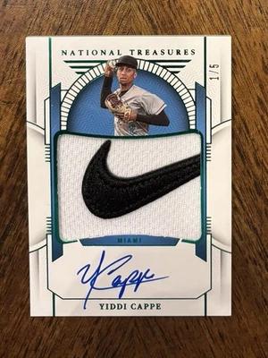 Yiddi Cappe 2024 National Treasures Auto Nike Swoosh Logo Jersey Patch 1/5 - Image 1 of 2
