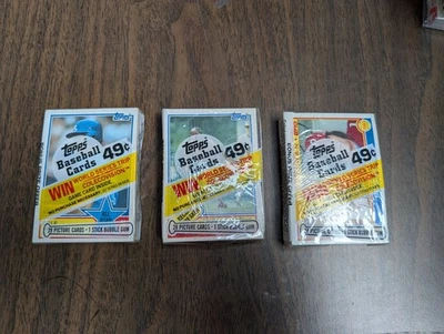 3 Pack Lot 1983 Topps Baseball Unopened Sealed Cello Pack Murphy Rose Henderson  - Image 1 of 2