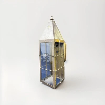 Vintage Brass & Glass Indoor & Outdoor Wall Mount Sconce Lighting - Image 1 of 4