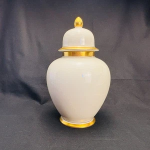 Vintage Fitz Floyd Palais Ginger Jar White Porcelain with Gold - Picture 1 of 7
