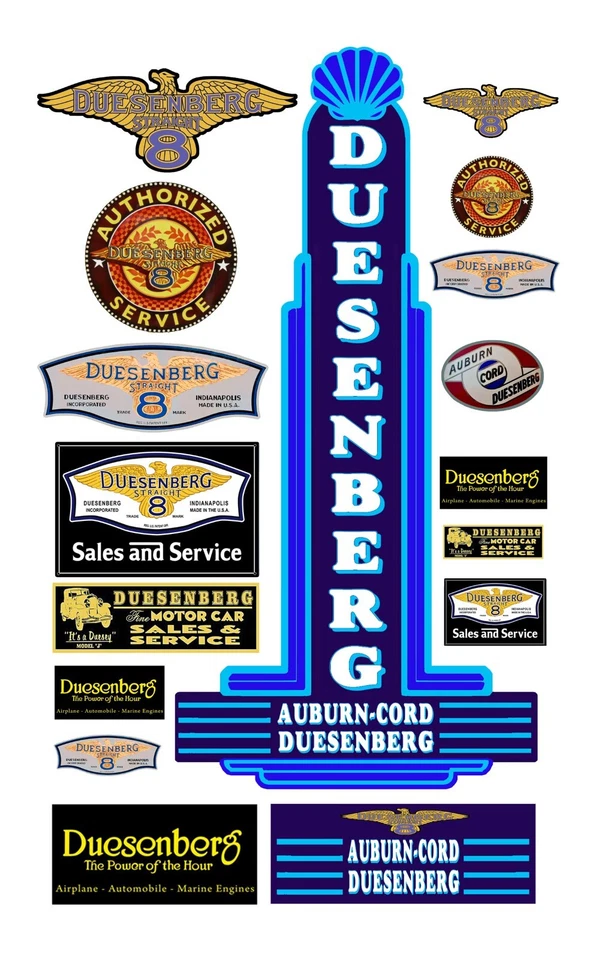 1:87 HO scale model vintage Duesenberg car automobile service signs - Image 1 of 1