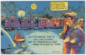 ¡Es capital divertido vivir como un gitano! - Remolque cámper de viaje vintage cómic - Imagen 1 de 2