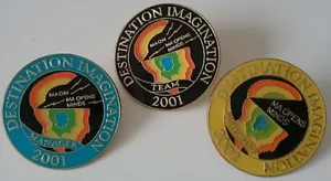 3 Round Opens Minds PINS Massachusetts Destination Imagination 2001 Manager Team - Imagen 1 de 1