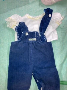 Vintage Cavolo Patch Vestiti Bambini/Bambola - Salopette e Top Blu (560) - Foto 1 di 3