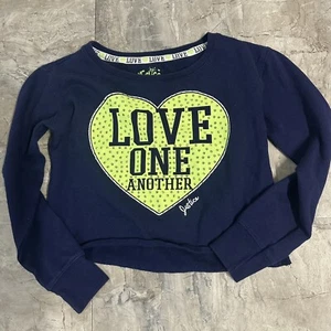 Justice Heart Love One Another Sweatshirt Girls Studs Top Size 8 Crop Style - Picture 1 of 5