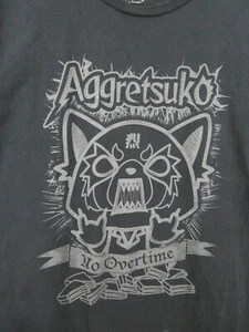 Aggretsuko No Overtime Loot Crate Black T Shirt 2015 Sanrio Size Large L - Picture 1 of 5