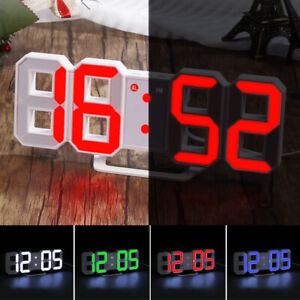 Digital LED 3D Display Clock Alarm Desk Wall Brightness Snooze USB Home Decor