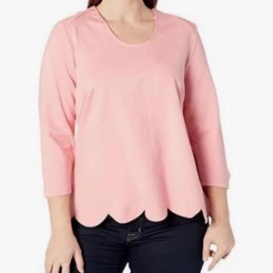 Melissa McCarthy Seven 7 Women's size 1X Pink Scalloped Hem Top Blouse - Picture 1 of 11