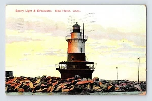 Postcard Connecticut New Haven CT Sperry Lighthouse Head Light 1910 Posted - Picture 1 of 2