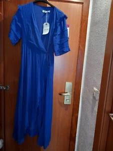 Sehr schönes Wickelkleid Sommerkleid Gr L Blau Neu - Bild 1 von 2