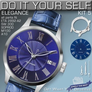 HÁGALO USTED MISMO KIT 5: ESTUCHE ELEGANCIA 34MM, ESFERA, MANOS, ajuste ETA 2892-A2, SW300 - Imagen 1 de 6