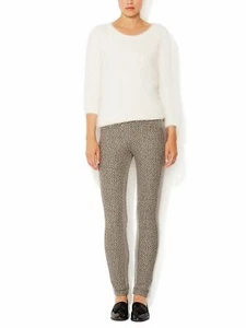 NWT See by Chloe Chloé stretch pants leggings black cream zigzag knit IT 42 US 6 - Picture 1 of 9
