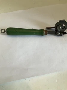 VINTAGE CAN OPENER GREEN WOOD HANDLE - Picture 1 of 9