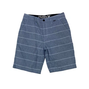 Hurley Shorts Mens Size 28 Porter Walking Blue Striped Chino Casual Lightweight - Picture 1 of 9
