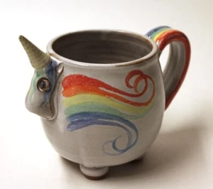 MudWorks Handmade Elwood The Rainbow Unicorn Mug - Picture 1 of 6