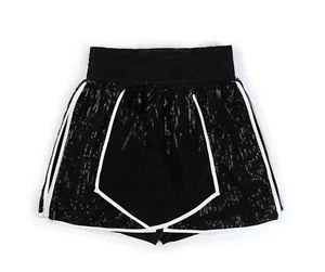 Vintage BOXING All Black Color Design Boxing Trunks Shorts High Quality Shiny - Picture 1 of 3