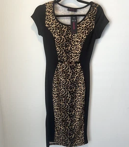 Annabelle U.S.A. Cheetah Cheetah/Leopard Print & Black Gold Accent Work Dress Sm - Picture 1 of 6