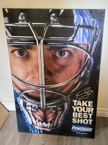 Curtis Joseph Powerade Wooden Picture 3ft x 2ft * Rare Advert Plaque Maple Leafs Cover