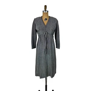 Vintage 70s Lurex Dress Womens Medium Silver Metallic Empire Waist Cocktail - Picture 1 of 10
