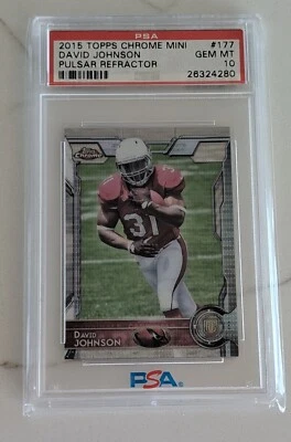 2015 Topps Chrome Mini Pulsar Refractor Rookie Card David Johnson #177, PSA 10 - Image 1 of 2